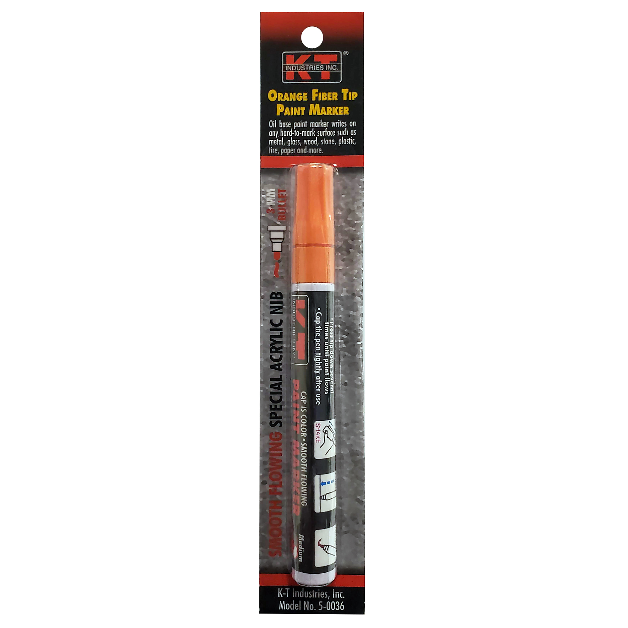K-T Industries Liquid Paint Marker — Orange, Permanent, Industrial Grade, Model# 5-0036